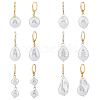 ANATTASOUL 6 Pair 6 Style Natural Pearl Dangle Leverback Earrings EJEW-AN0003-56-1