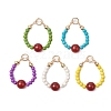 5Pcs 5 Colors Natural Carnelian(Dyd & Heated) and Dyed Synthetic Turquoise Pendants PALLOY-JF03191-1