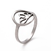 Non-Tarnish 201 Stainless Steel Oval with Crown Finger Ring RJEW-J051-06P-1