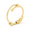 Brass Rotating Beaded Open Cuff Ring RJEW-H102-02G-3