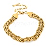 304 Stainless Steel 3-Strand Rope Chain Bracelets for Women BJEW-G707-02G-1