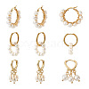 Kissitty 3 Pairs 3 Style Natural Pearl Beaded Hoop Earrings for Girl Women EJEW-KS0001-02-2