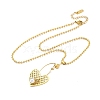 304 Stainless Steel & Plastic Imitation Pearl Mesh Heart Pendant Necklaces for Women NJEW-U032-10G-4