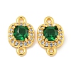 Brass Pave Clear & Green Cubic Zirconia Connector Charms KK-P275-47G-1
