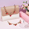2Pcs Alloy Enamel Red Strawberry Charm Aluminum Bag Decorative Chains HJEW-UN00101-2