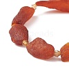 Natural Amber Irregular Nugget & Glass Beaded Stretch Bracelet BJEW-JB08622-4