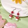 Mushroom & Round Plastic Dangle Earrings EJEW-JE05866-2