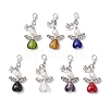 Angel Silver Foil Glass & ABS Plastic Imitation Pearl Pendant Decorations HJEW-JM02764-2