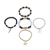 5Pcs 5 Style Natural Lava Rock & Natural Quartz & Synthetic Hematite Stretch Bracelets Set BJEW-JB08739-7