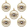 5Pcs Brass Micro Pave Cubic Zirconia Pendants ZIRC-SZ0002-71C-1