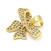 Bowknot Rack Plating Brass Clear Cubic Zirconia Pendants KK-Z053-14G-03-2