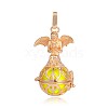 Golden Plated Brass Hollow Round Cage Pendants KK-J251-04G-1