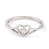 Heart 304 Stainless Steel Finger Ring foe Women RJEW-C086-15-P-2