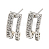 Brass with Clear Cubic Zirconia Stud Earrings EJEW-B035-17P-1