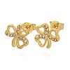 Clover Brass Micro Pave Clear Cubic Zirconia Stud Earrings EJEW-C126-02G-4