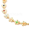 Brass Enamel Flower Link Chain Bracelets BJEW-JB05591-2