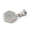 Ion Plating(IP) 304 Stainless Steel Micro Pave Cubic Zirconia Pendants STAS-Z107-02P-05-2