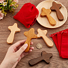   6Pcs 3 Colors Wood Hand-held Cross WOOD-PH0002-48-3