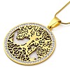 304 Stainless Steel Hollow Tree of Life Pendant Necklaces NJEW-S007-15G-2