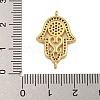 Rack Plating Brass Micro Pave Cubic Zirconia Religion Hamsa Hand Connector Charms KK-C074-55G-4