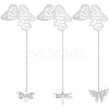 3Pcs 3 Styles Butterfly & Butterfly & Dragonfly Filigree Brass Bookmark with Chains AJEW-SC0002-93P-1