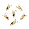 Rack Plating Brass Micro Pave Clear Cubic Zirconia Connector Charms KK-D087-01G-1