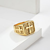 Square with Cross Pattern 304 Stainless Steel Finger Rings for Men FS-WGAC6B1-05-1