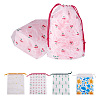 60Pcs 4 Style Plastic Frosted Drawstring Bags ABAG-FW0001-03-2
