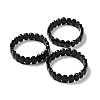 Natural Obsidian Oval Beaded Stretch Bracelet G-E010-01U-2