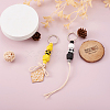 Kissitty 6Pcs 6 Colors Schima Wood & Cotton Cord Keychain KEYC-KS0001-03-14