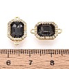 Brass Micro Pave Clear Cubic Zirconia and Glass Connector Charms KK-N287-28G-3