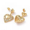Clear Cubic Zirconia Heart Dangle Stud Earrings EJEW-F304-07G-2