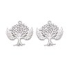 304 Stainless Steel Hollow Tree of Life with Angel Wings Pendants STAS-T067-39P-1