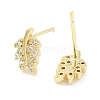 Brass Micro Pave Clear Cubic Zirconia Stud Earrings for Women EJEW-S217-D03-2