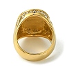 Oval with Saint 304 Stainless Steel Rhinestone Signet Rings RJEW-Q815-01G-M-3