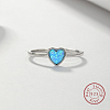 Light Sky Blue Synthetic Opal Heart Finger Ring FM4105-2-3