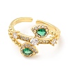 Green Cubic Zirconia Teardrop Open Cuff Ring RJEW-E064-08G-2