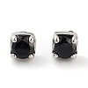 Square 316 Surgical Stainless Steel Pave Black Cubic Zirconia Stud Earrings for Women Men EJEW-Z050-19AS-2