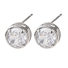 Brass Micro Pave Clear Cubic Zirconia Stud Earrings EJEW-C174-02H-P-4