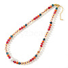 Elegant Imitation Pearl & Rondelle Natural Mixed Stone Beaded Necklaces FG9664-2-1