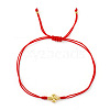 Adjustable Brass Braided Bead Bracelets for Women WG4426-10-1