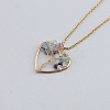 Natural Fluorite Chip Beaded Tree of Life Alloy Heart Pendant Necklaces WG026CB-05-1