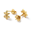 Rack Plating Brass Micro Pave Clear Cubic Zirconia Snowflake Ear Studs EJEW-F301-13-3