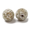 Spray Painted Wood European Beads with Rhinestone RESI-C038-03D-2