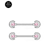 G23 Titanium Pink Cubic Zirconia Nipple Rings WG912A9-16-1