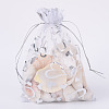   100Pcs Sliver Stamping Heart Organza Gift Bags OP-PH0001-37A-1