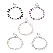 Natural Gemstone Beaded Anklets AJEW-AN00515