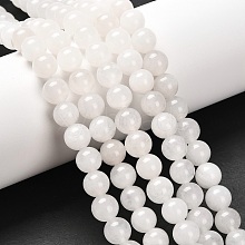 Natural White Jade Round Bead Strands G-G735-08-8mm