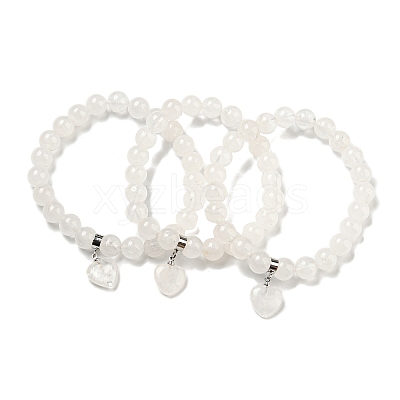 8.5mm Round Natural Quartz Crystal Rock Crystal Beaded Stretch Bracelets BJEW-C074-01N-1