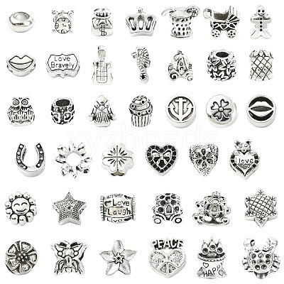 40 Pcs Tibetan Style Alloy European Beads FIND-CJ0004-38-1